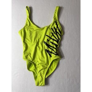 Nike Multi Logo Women's U-Back‎ One Piece Swimsuit Green Size SMALL NWT